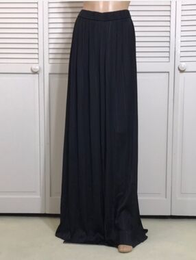 ZARA Pleated Lettuce Trim Wide Legs Satin Palazzo Pants